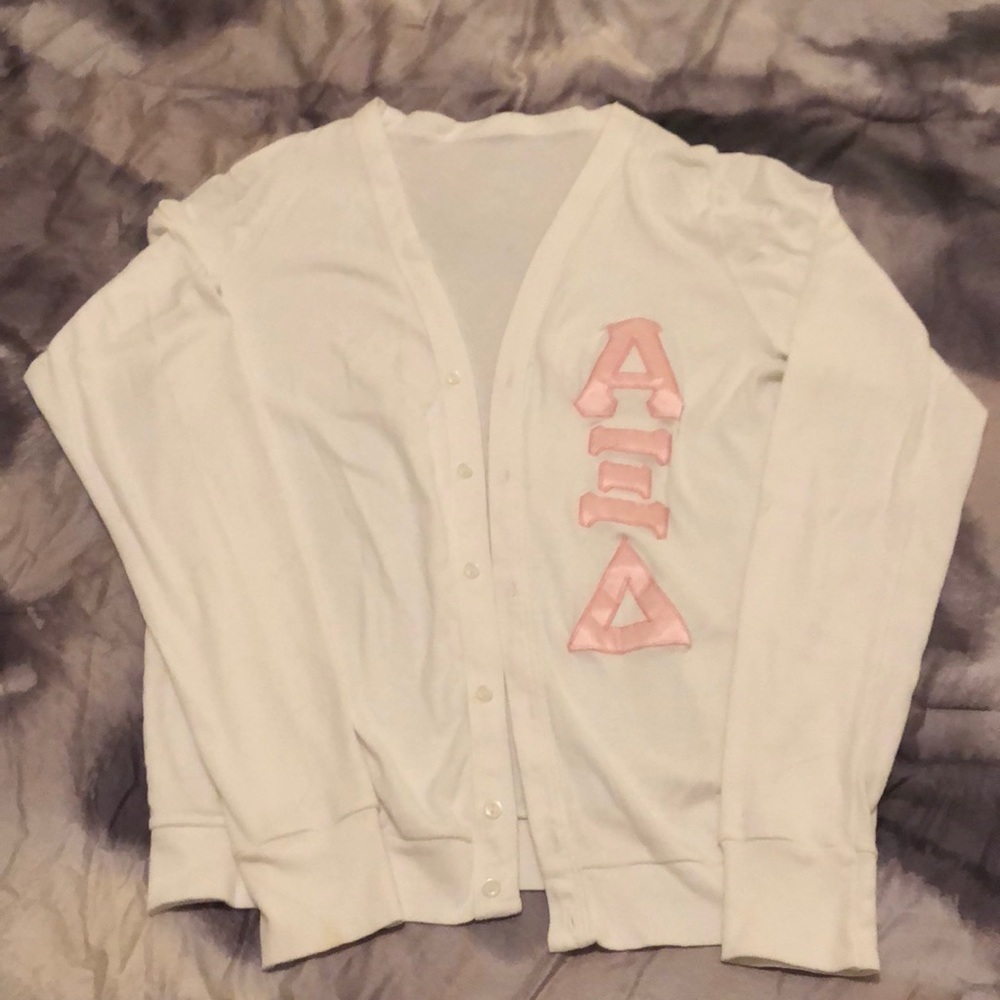 Alpha Xi Delta jersey letter cardigan